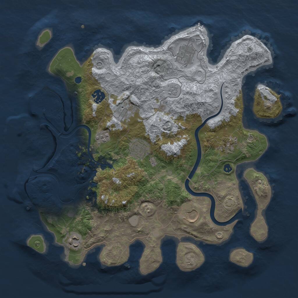 Rust Map: Procedural Map, Size: 3500, Seed: 133400947, 13 Monuments