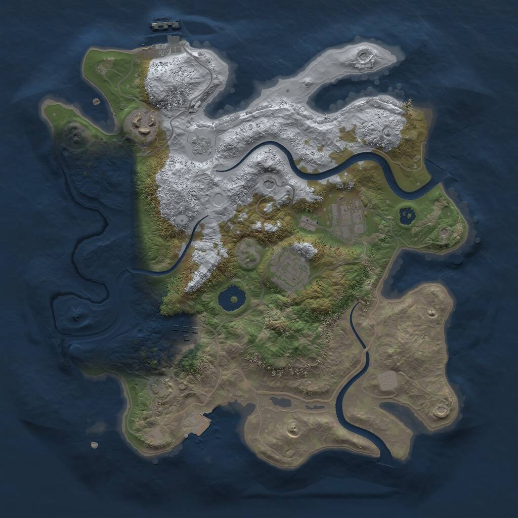 Rust Map: Procedural Map, Size: 3000, Seed: 831130, 9 Monuments