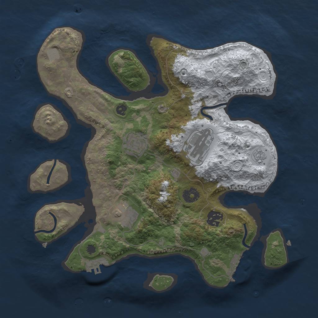 Rust Map: Procedural Map, Size: 3000, Seed: 735655, 12 Monuments