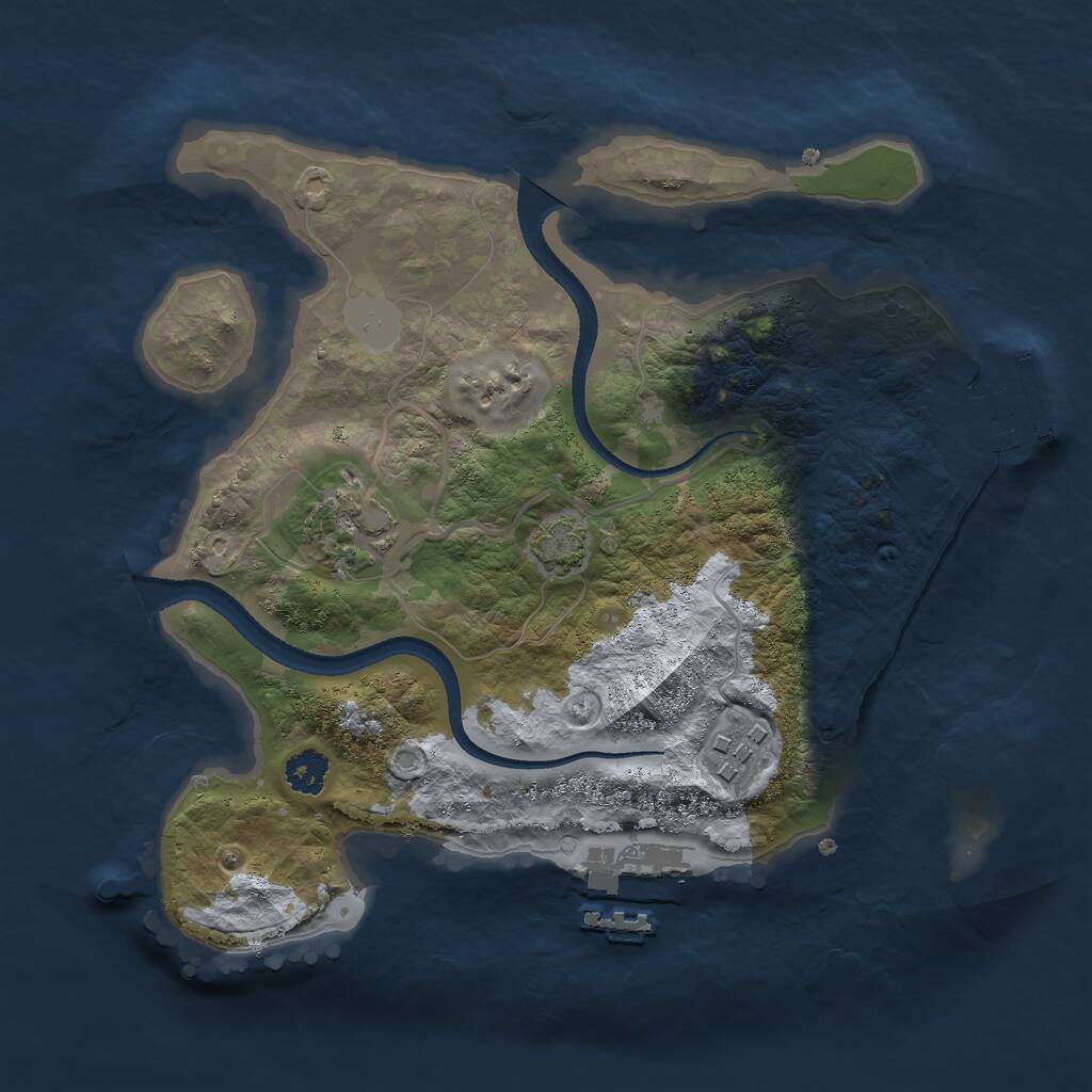 Rust Map: Procedural Map, Size: 2500, Seed: 408676721, 6 Monuments