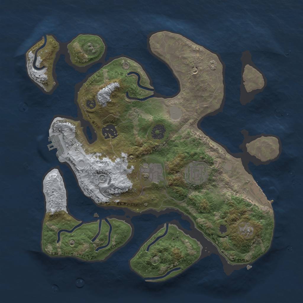 Rust Map: Procedural Map, Size: 3000, Seed: 2111772483, 11 Monuments