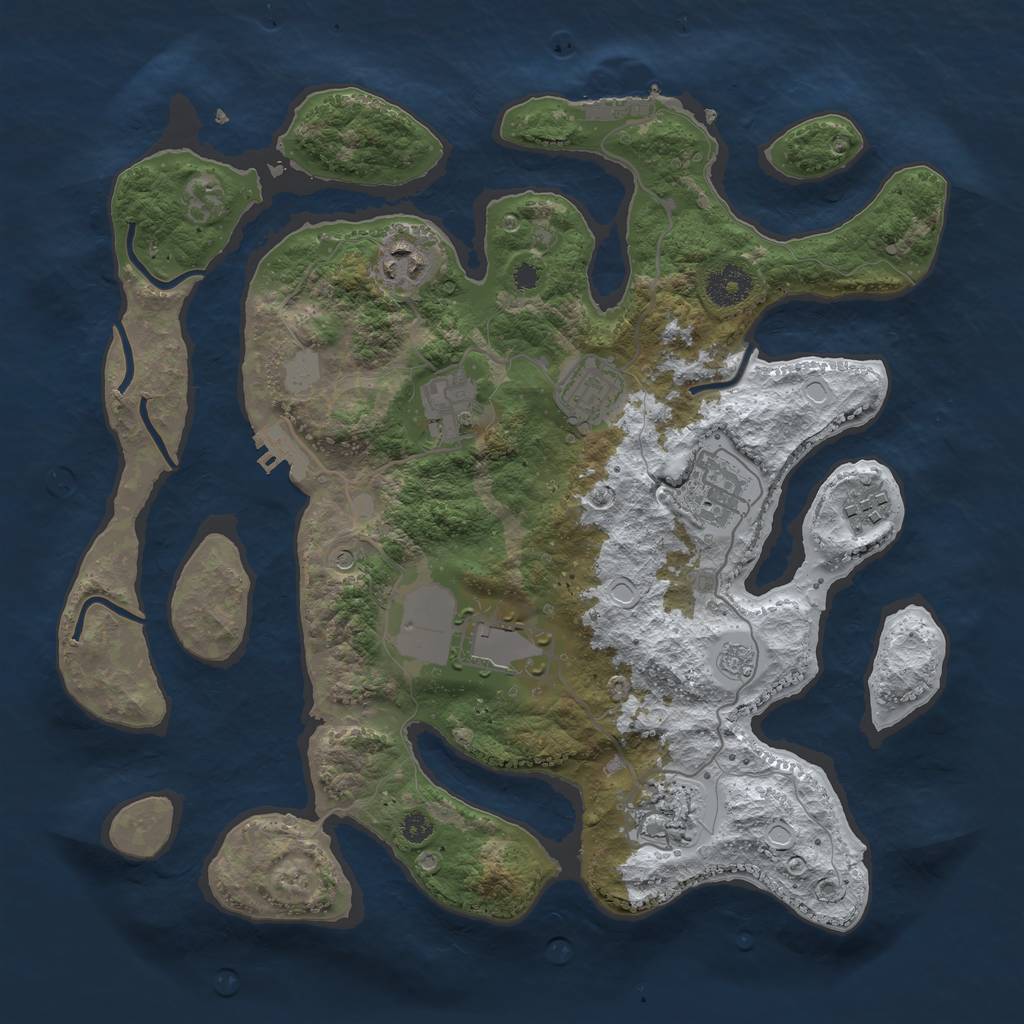 Rust Map: Procedural Map, Size: 3500, Seed: 1824, 16 Monuments