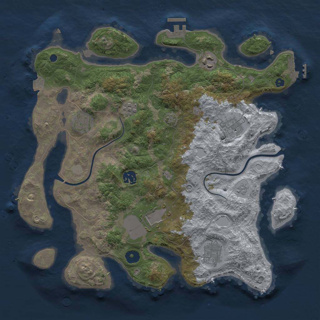 Rust Map: Procedural Map, Size: 3500, Seed: 1824, 13 Monuments