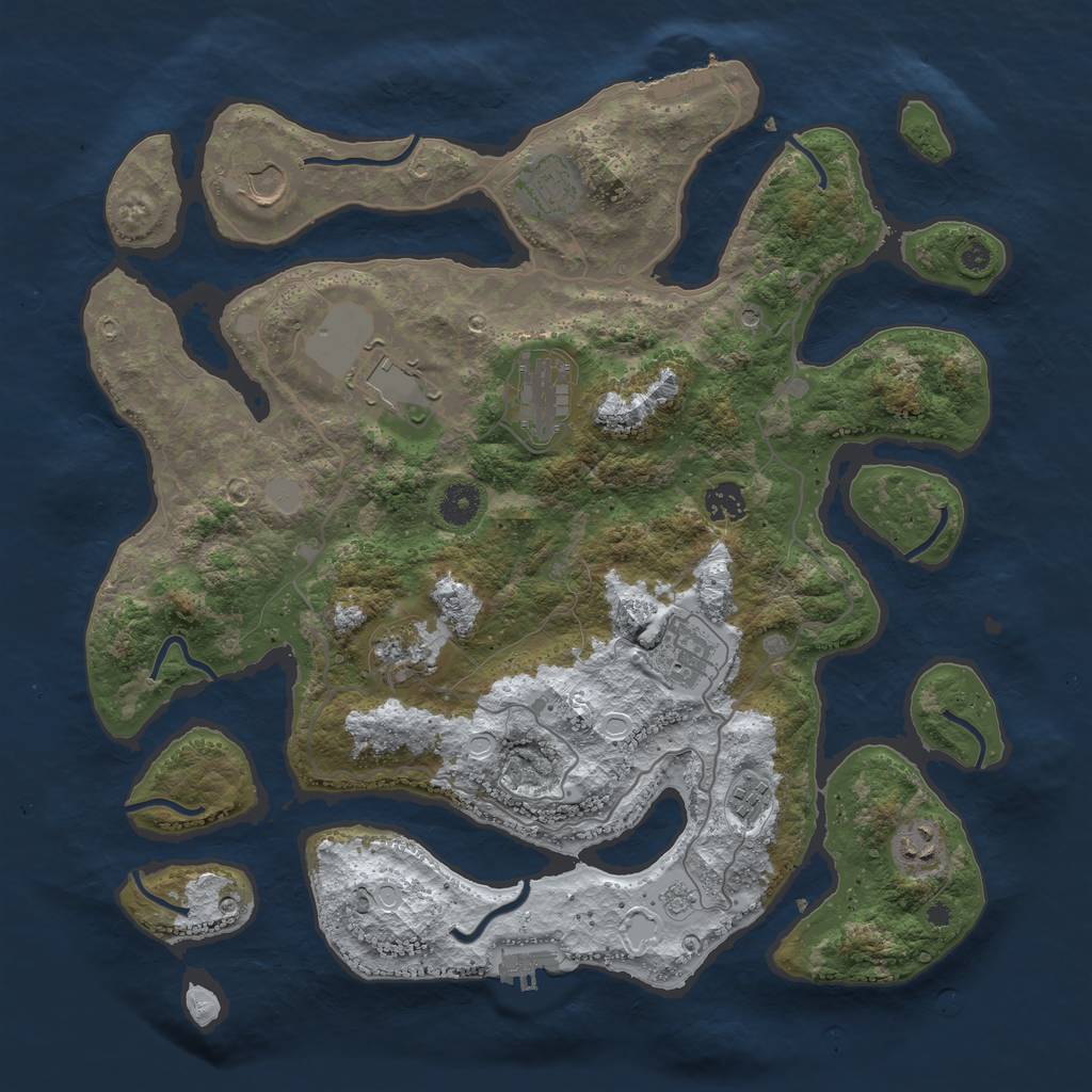 Rust Map: Procedural Map, Size: 4000, Seed: 1680793591, 18 Monuments