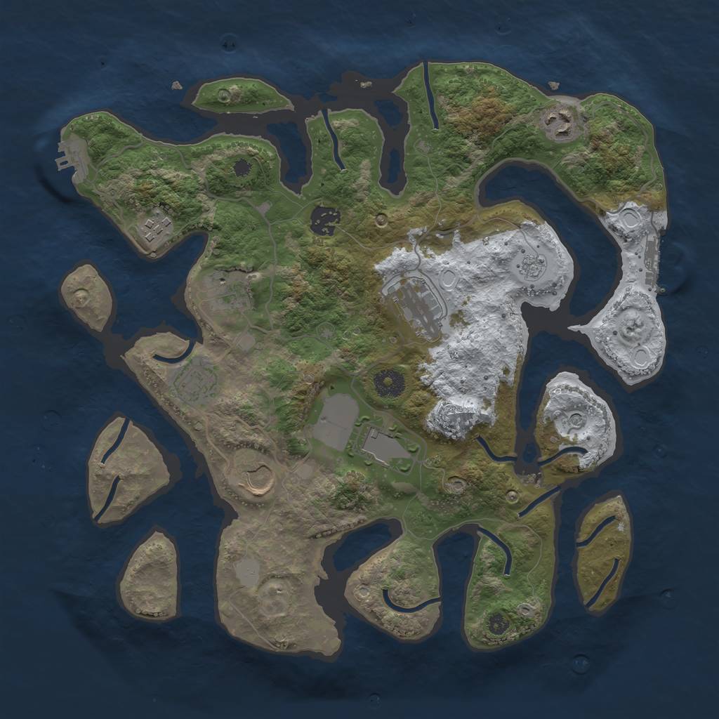 Rust Map: Procedural Map, Size: 3550, Seed: 108955, 17 Monuments