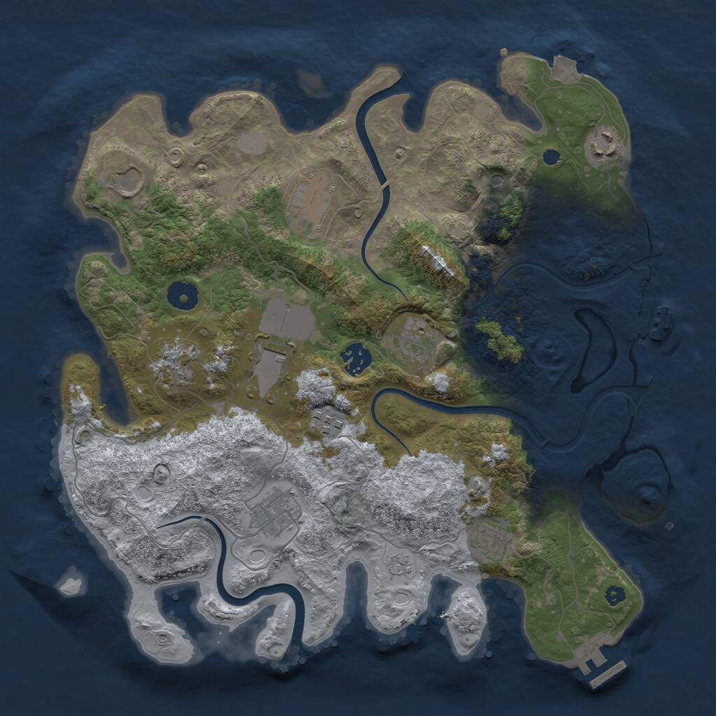 Rust Map: Procedural Map, Size: 3550, Seed: 261787, 16 Monuments