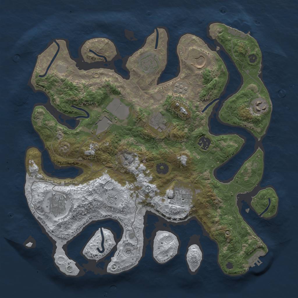 Rust Map: Procedural Map, Size: 3550, Seed: 261787, 18 Monuments