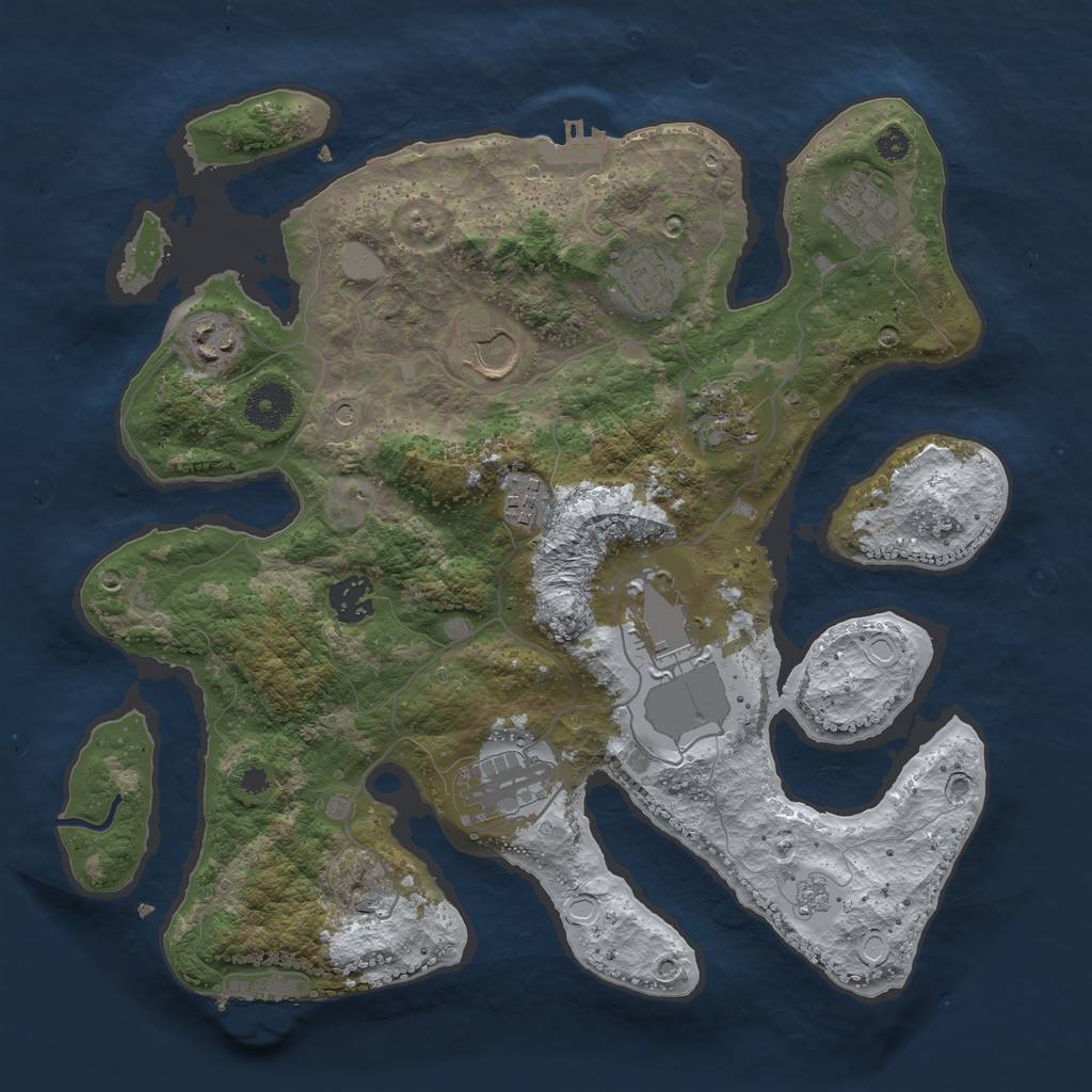 Rust Map: Procedural Map, Size: 3500, Seed: 1855432177, 18 Monuments