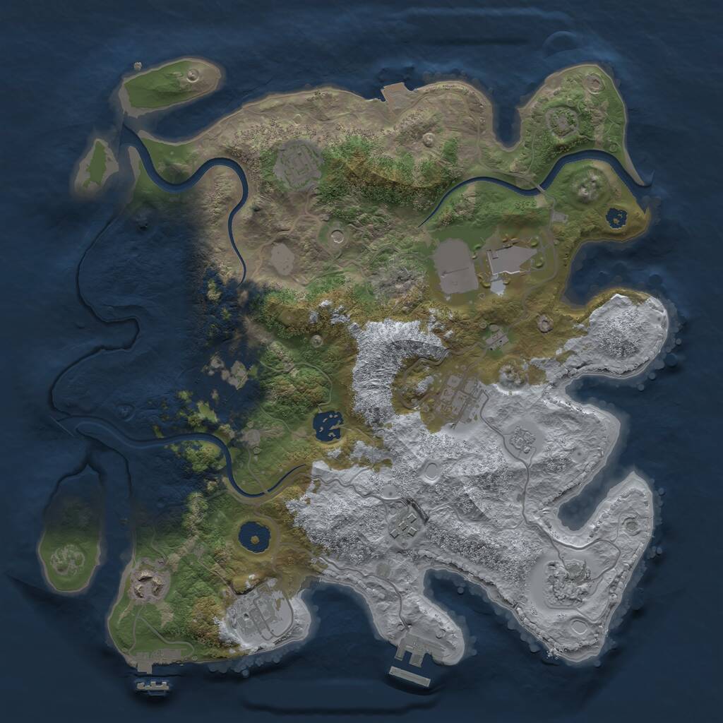 Rust Map: Procedural Map, Size: 3500, Seed: 1855432177, 15 Monuments