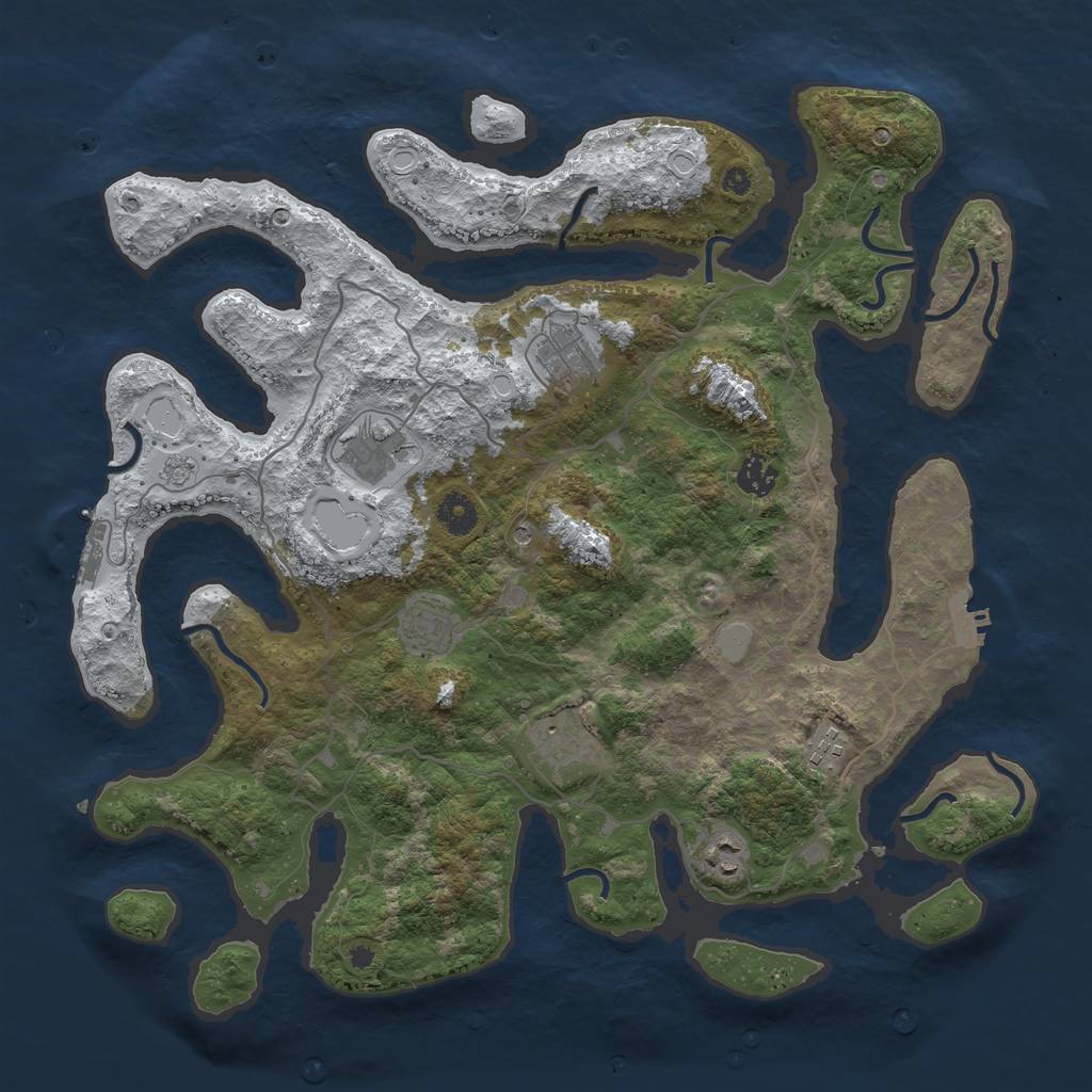 Rust Map: Procedural Map, Size: 4000, Seed: 1319706457, 16 Monuments