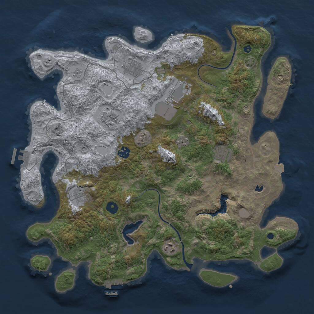 Rust Map: Procedural Map, Size: 4000, Seed: 1319706457, 14 Monuments