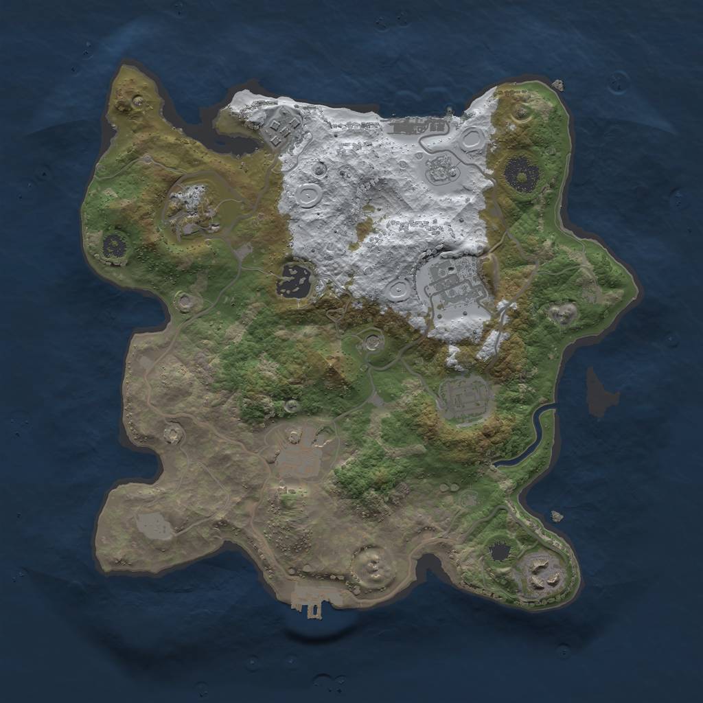 Rust Map: Procedural Map, Size: 3000, Seed: 45837024, 16 Monuments