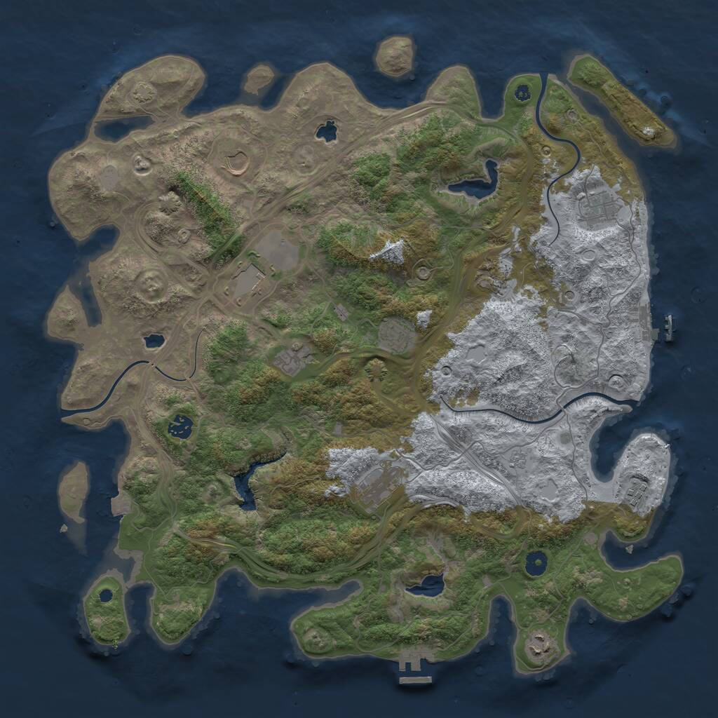 Rust Map: Procedural Map, Size: 4500, Seed: 541820022, 16 Monuments