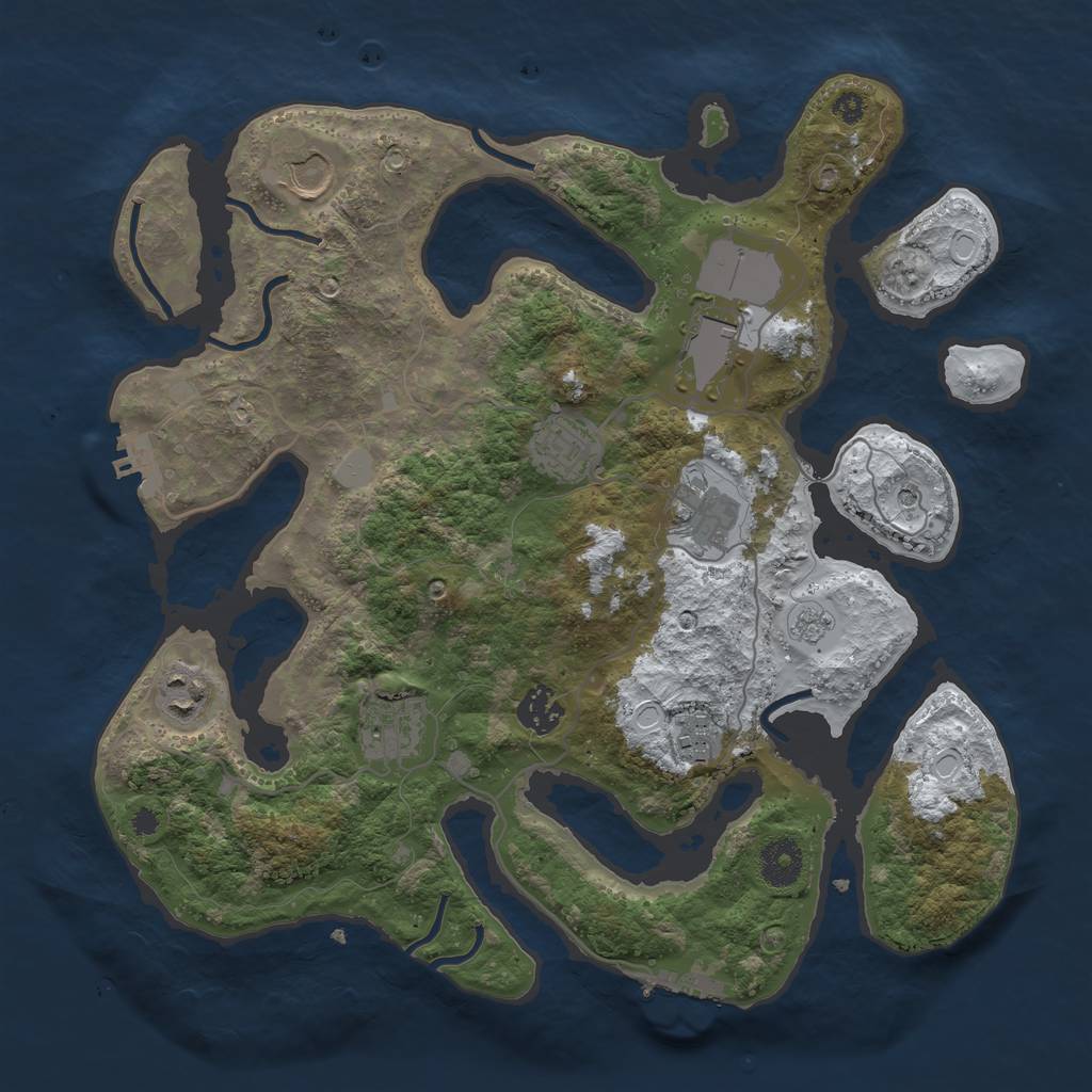 Rust Map: Procedural Map, Size: 3550, Seed: 54897120, 17 Monuments