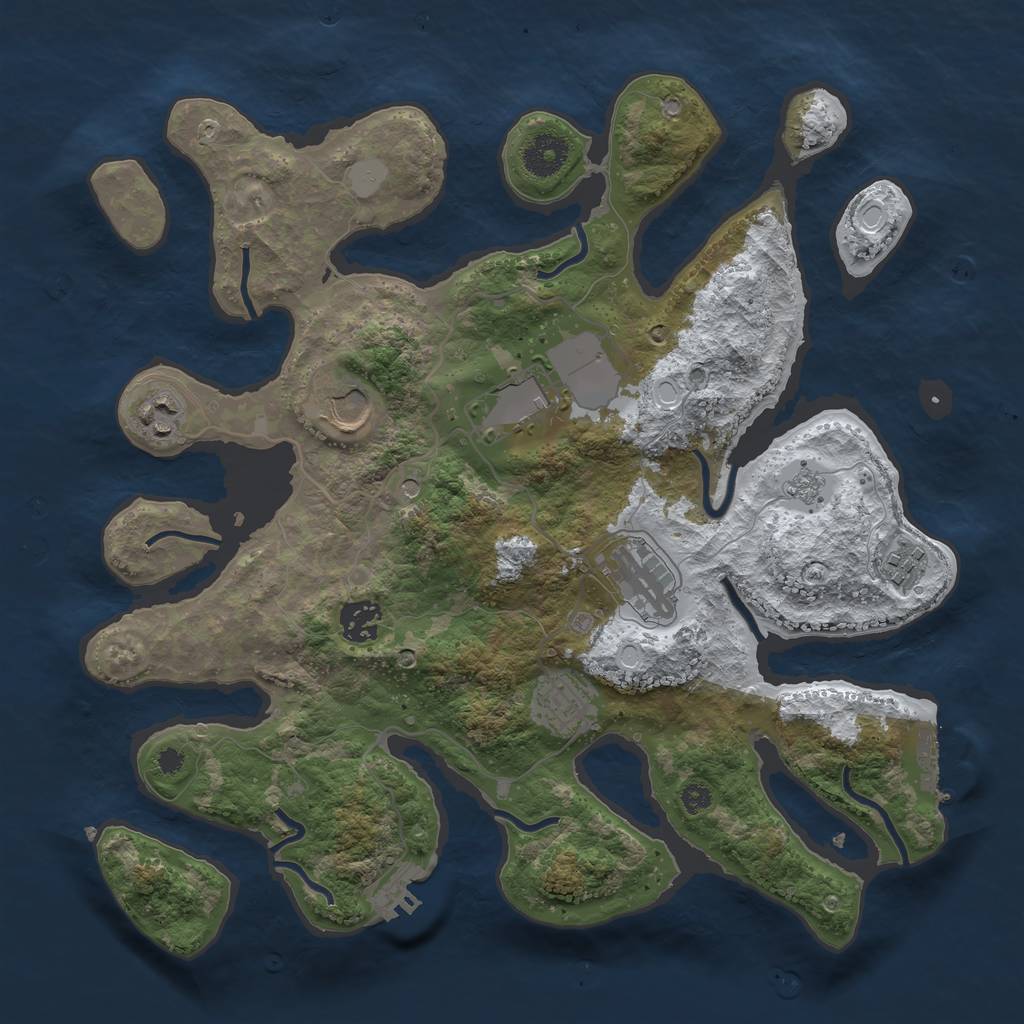 Rust Map: Procedural Map, Size: 3550, Seed: 565661, 16 Monuments
