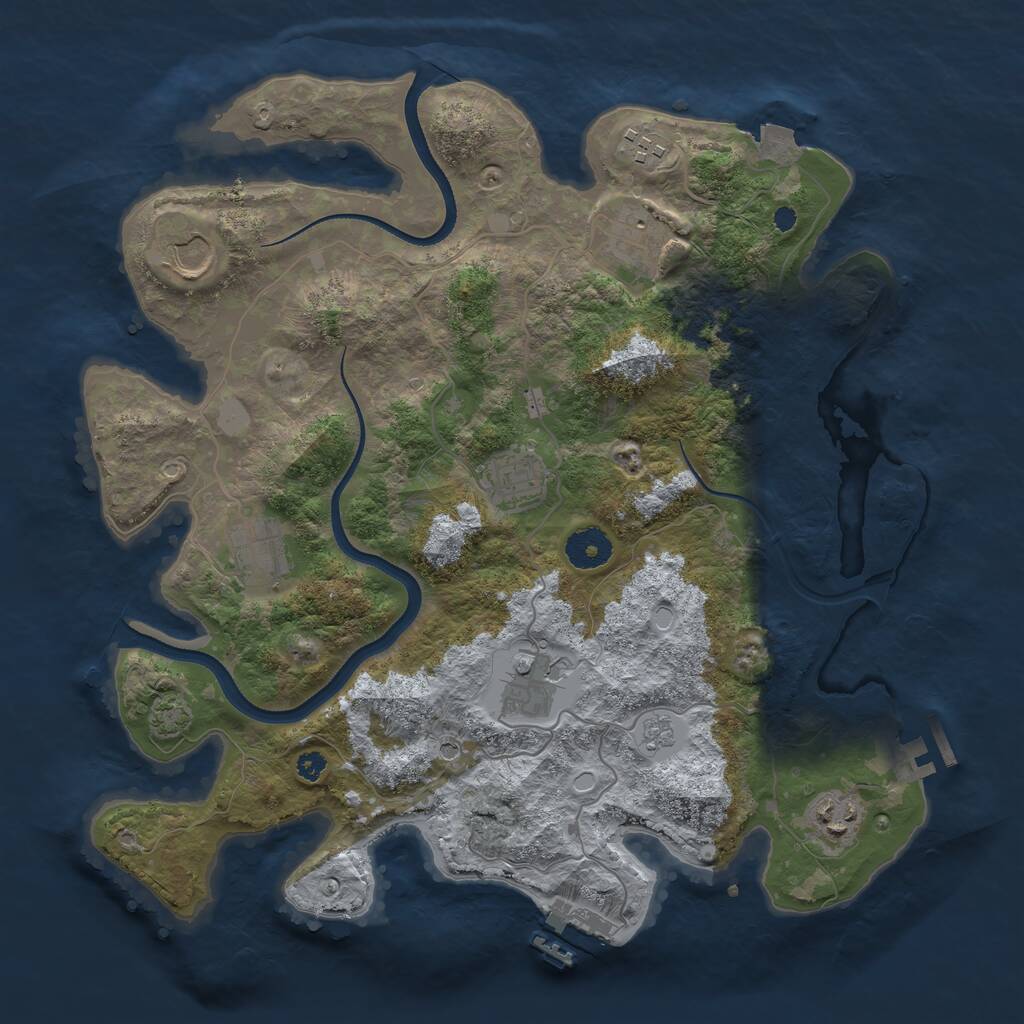 Rust Map: Procedural Map, Size: 3550, Seed: 618827, 13 Monuments