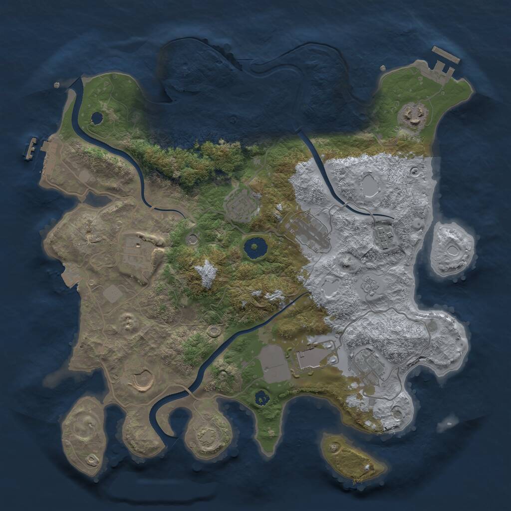 Rust Map: Procedural Map, Size: 3500, Seed: 45586942, 14 Monuments