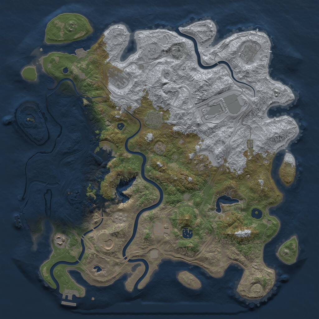 Rust Map: Procedural Map, Size: 4400, Seed: 3234569, 17 Monuments