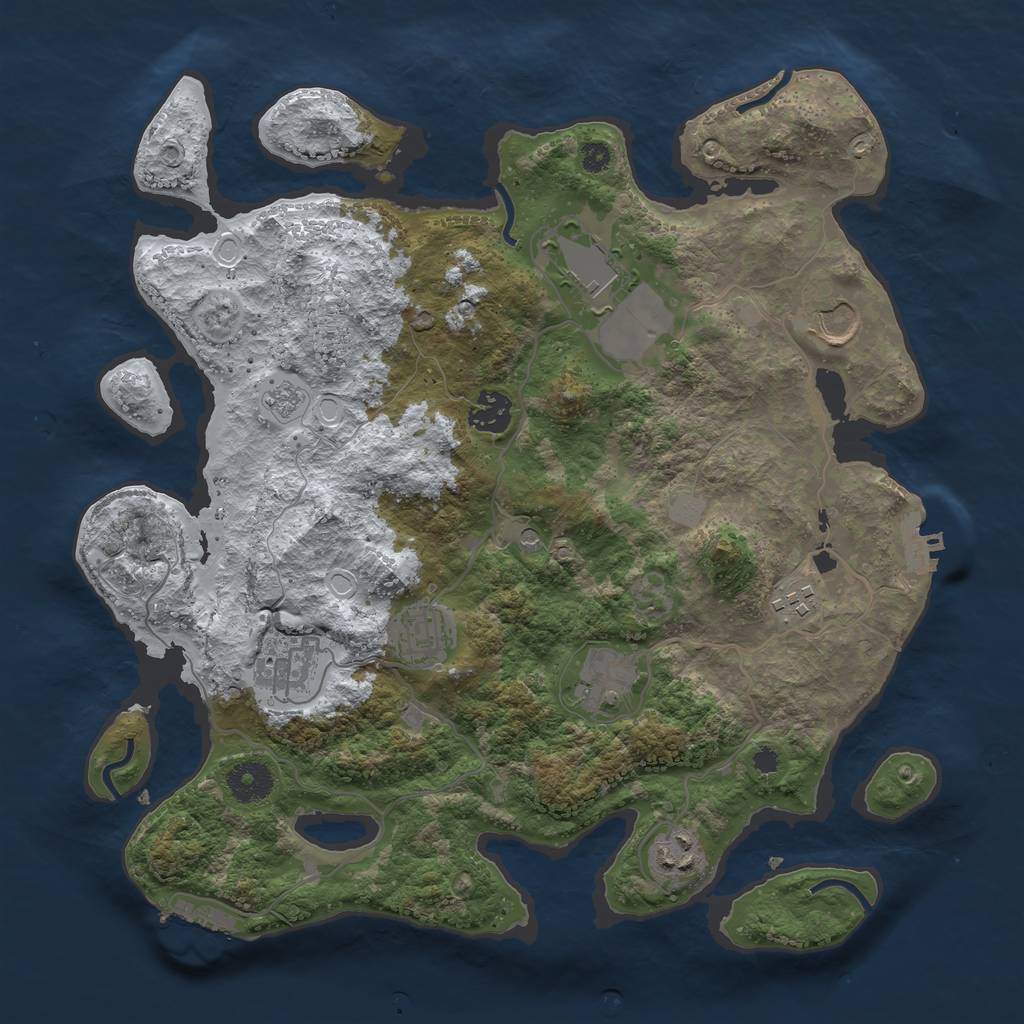 Rust Map: Procedural Map, Size: 3550, Seed: 20492, 17 Monuments