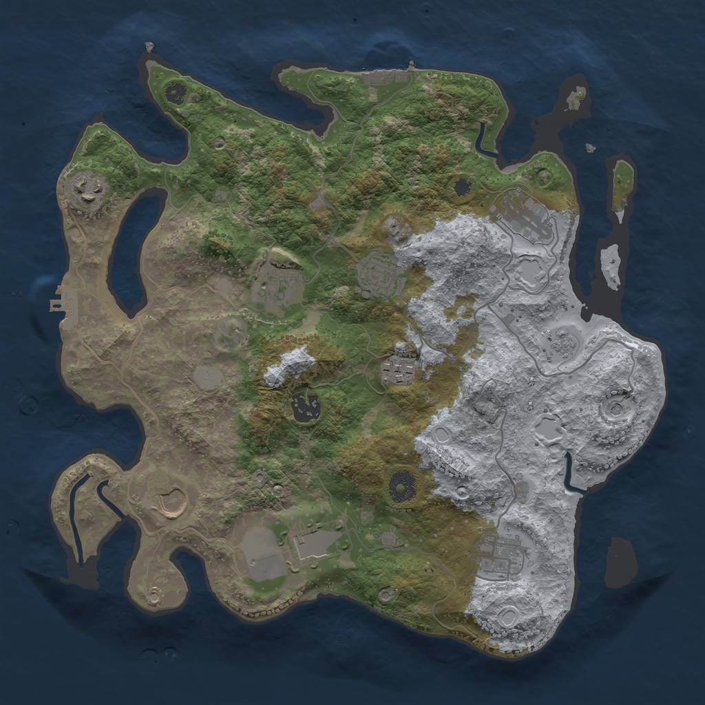 Rust Map: Procedural Map, Size: 3500, Seed: 601896608, 16 Monuments