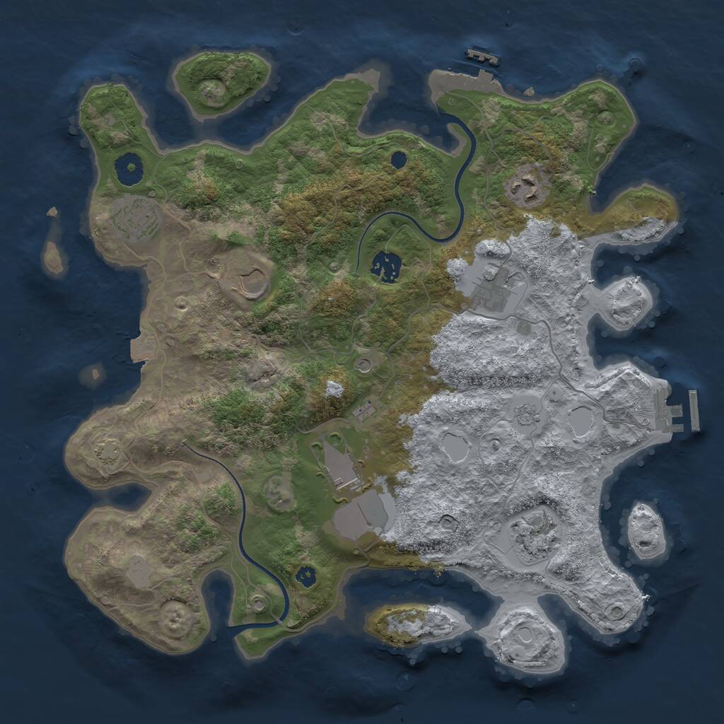 Rust Map: Procedural Map, Size: 3550, Seed: 555231, 13 Monuments