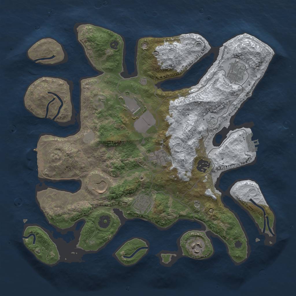 Rust Map: Procedural Map, Size: 3500, Seed: 14573654, 16 Monuments