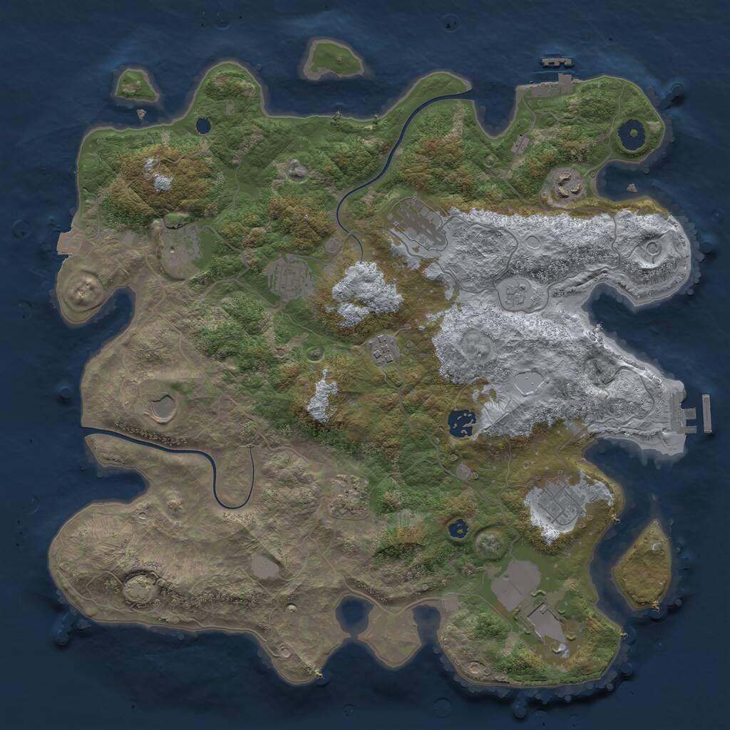 Rust Map: Procedural Map, Size: 3850, Seed: 2077319366, 16 Monuments