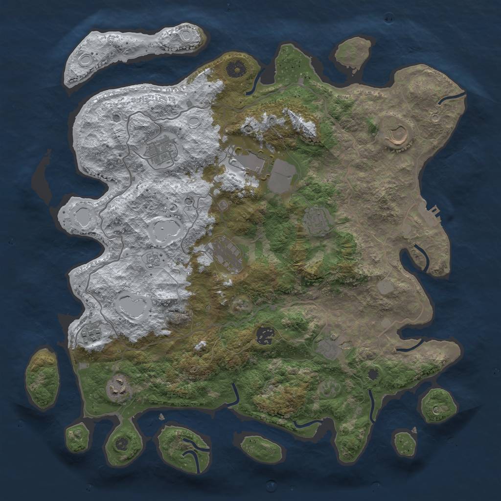 Rust Map: Procedural Map, Size: 4000, Seed: 86784, 17 Monuments