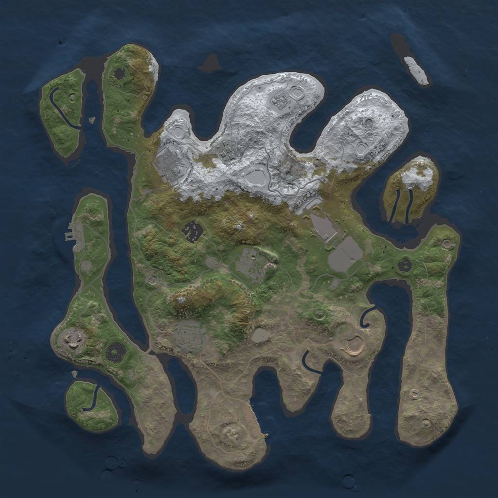 Rust Map: Procedural Map, Size: 3700, Seed: 1413647953, 17 Monuments