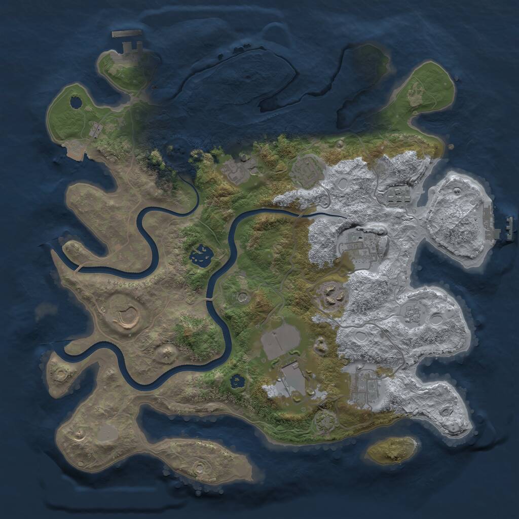 Rust Map: Procedural Map, Size: 3500, Seed: 773914847, 15 Monuments