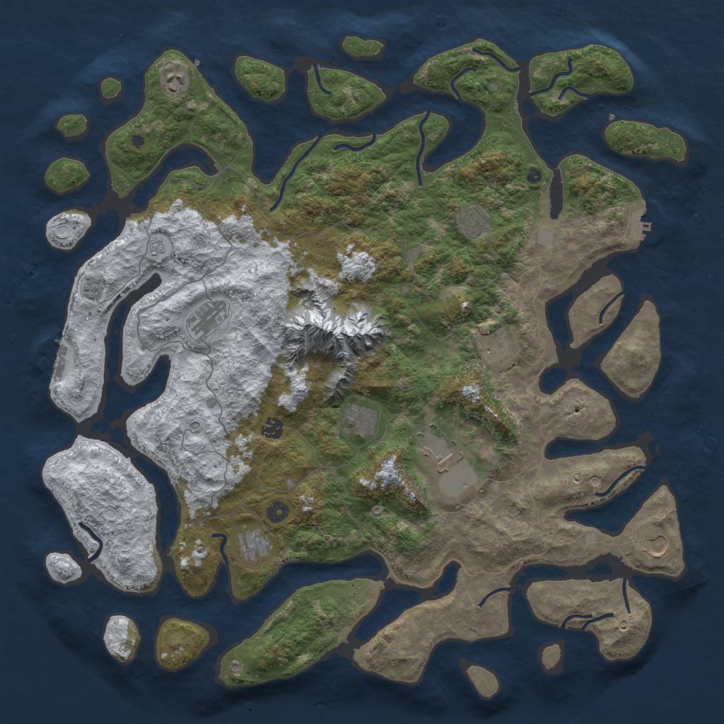 Rust Map: Procedural Map, Size: 5000, Seed: 106672304, 19 Monuments