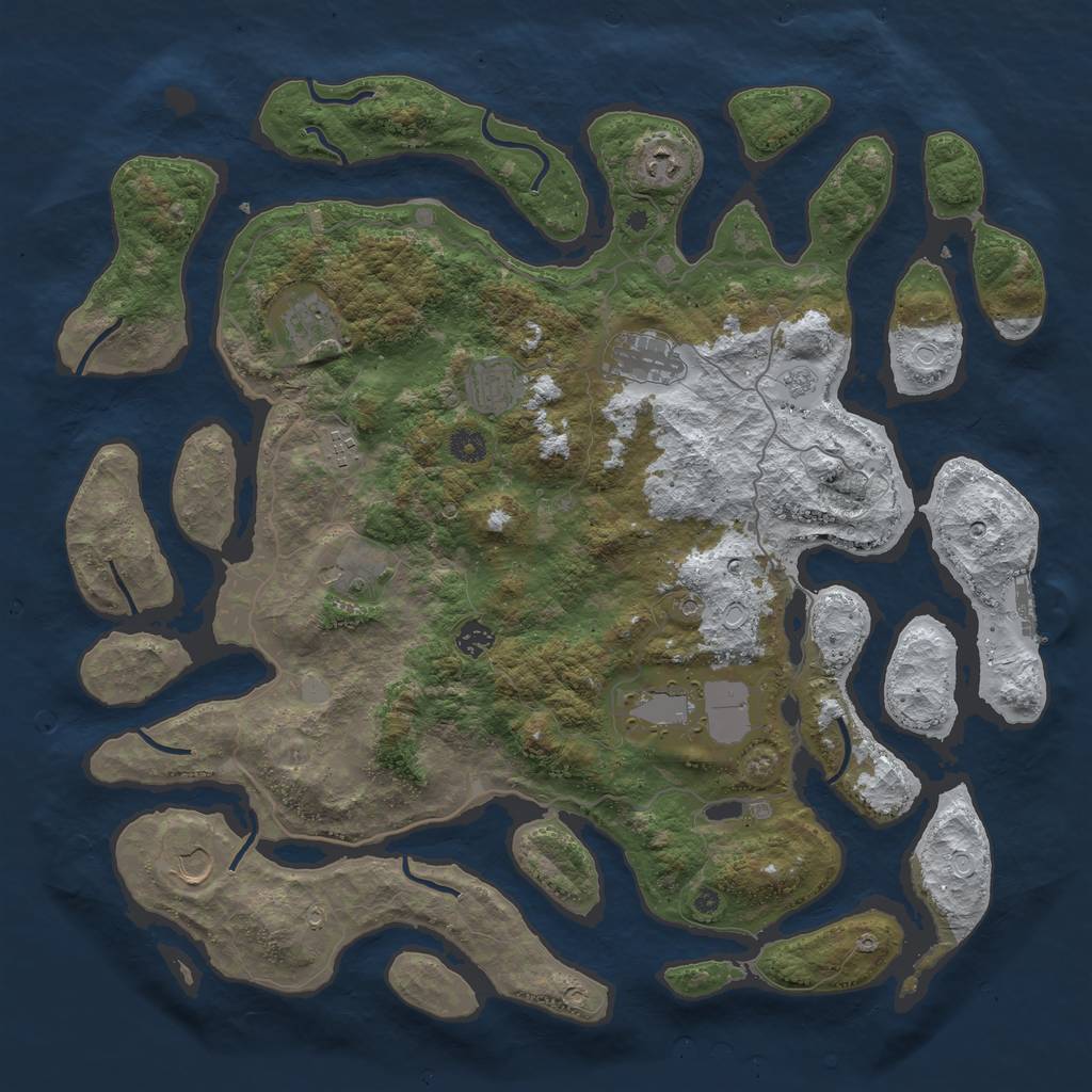 Rust Map: Procedural Map, Size: 4500, Seed: 725552, 17 Monuments