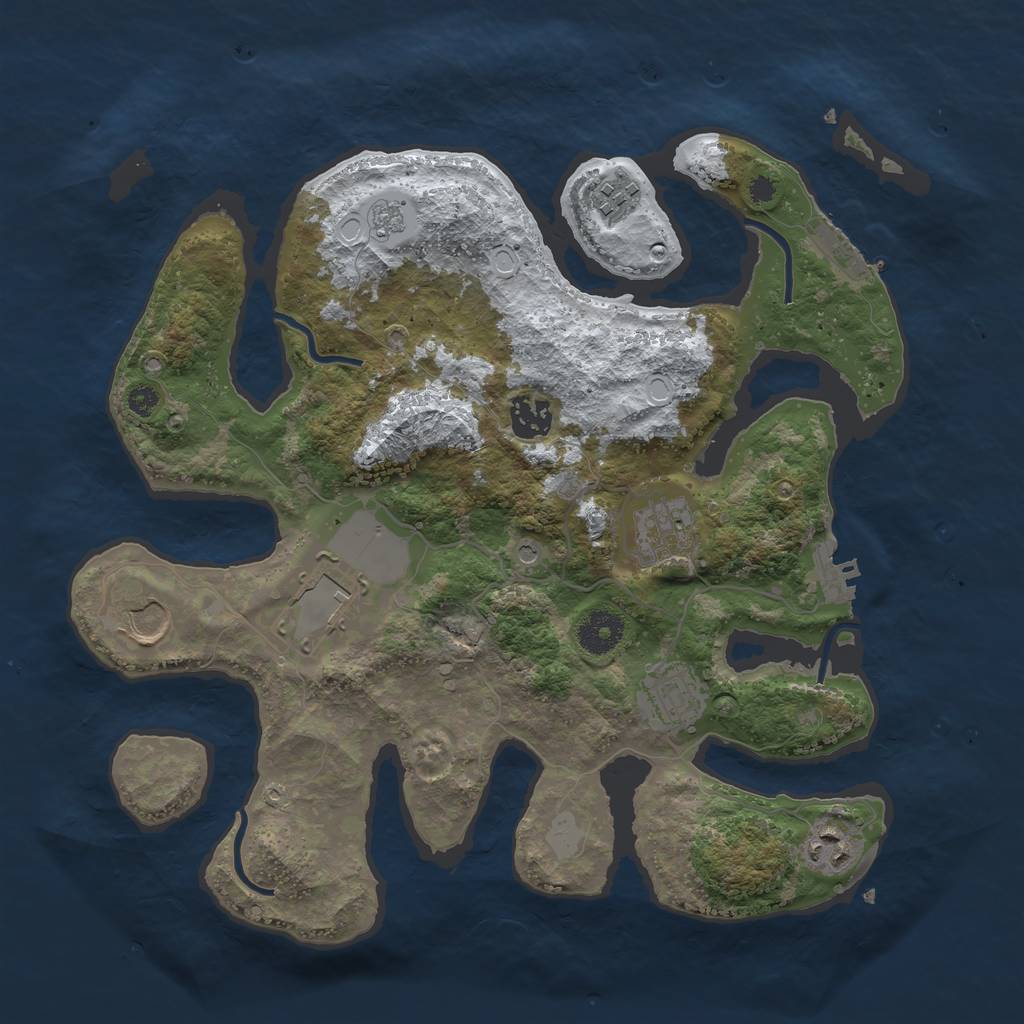 Rust Map: Procedural Map, Size: 3500, Seed: 305859091, 16 Monuments