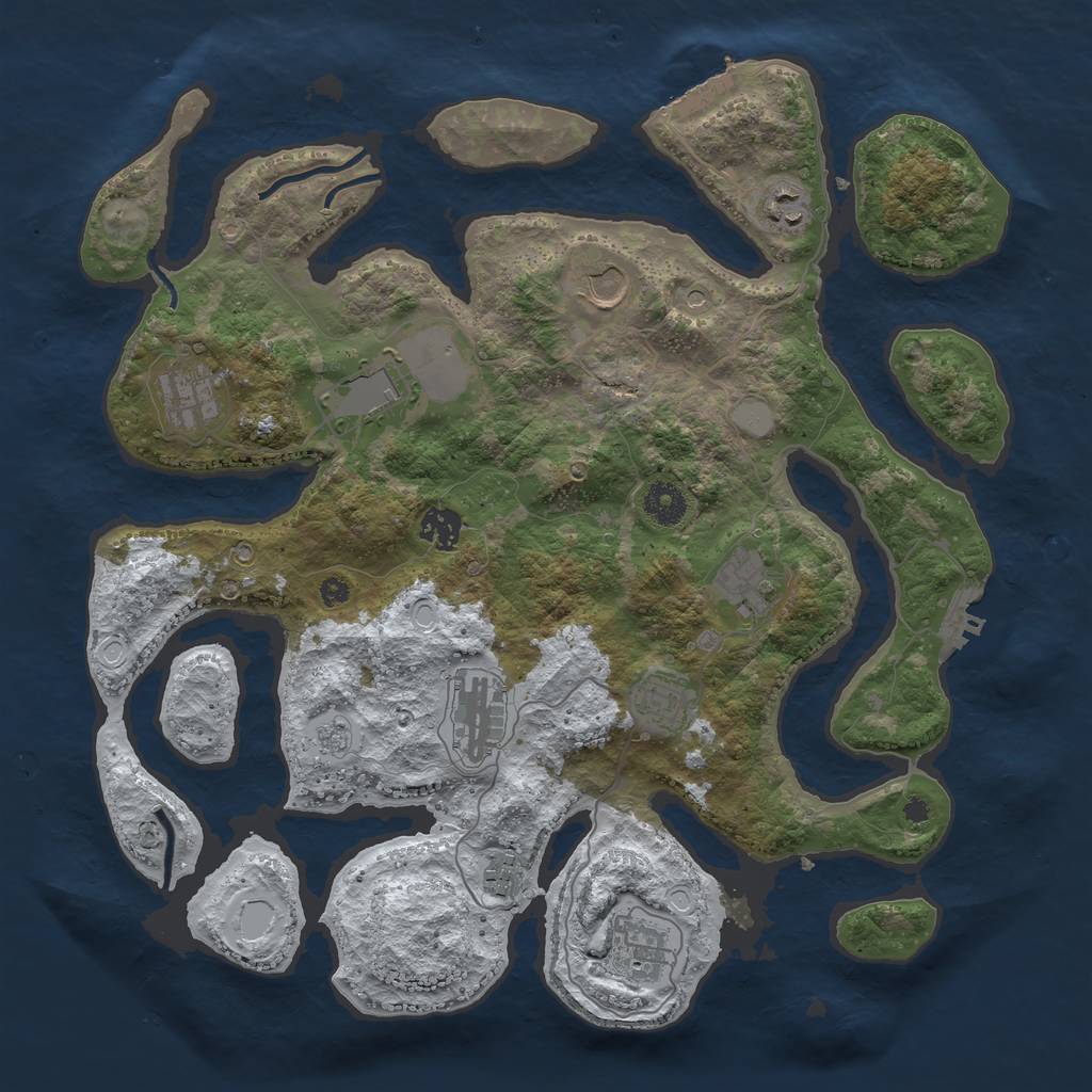 Rust Map: Procedural Map, Size: 3850, Seed: 1641516390, 19 Monuments