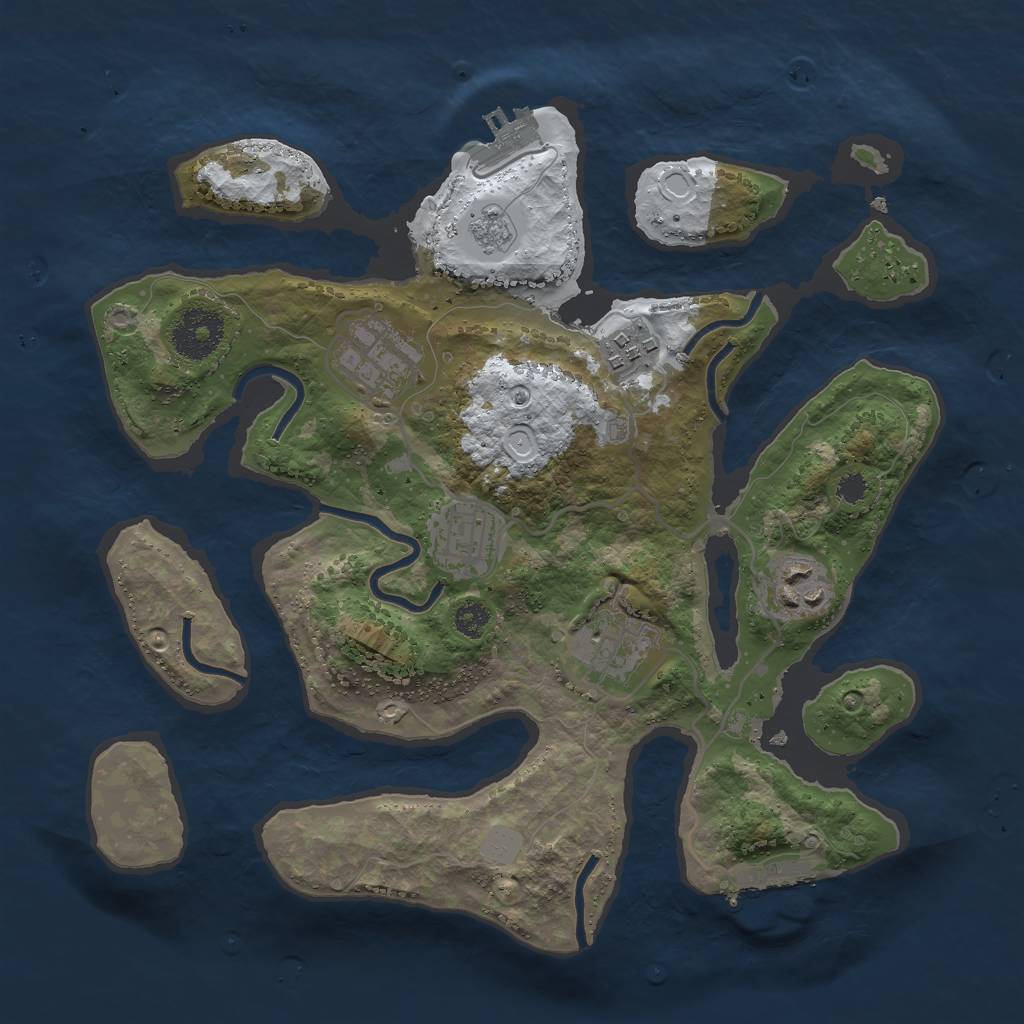 Rust Map: Procedural Map, Size: 3000, Seed: 54362543, 13 Monuments