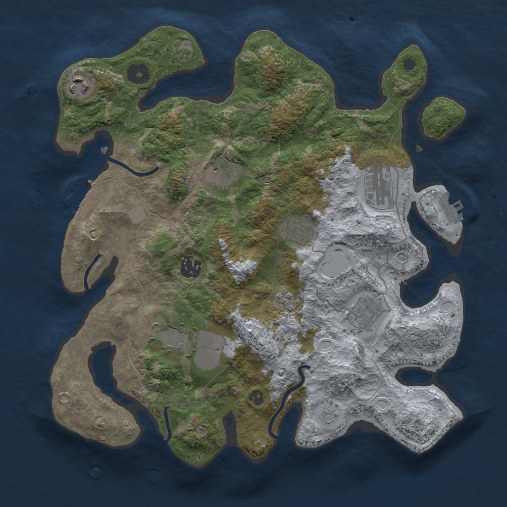 Rust Map: Procedural Map, Size: 3500, Seed: 3202856, 17 Monuments