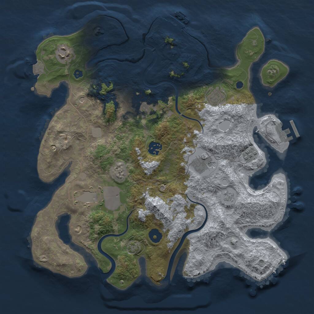 Rust Map: Procedural Map, Size: 3500, Seed: 3202856, 13 Monuments