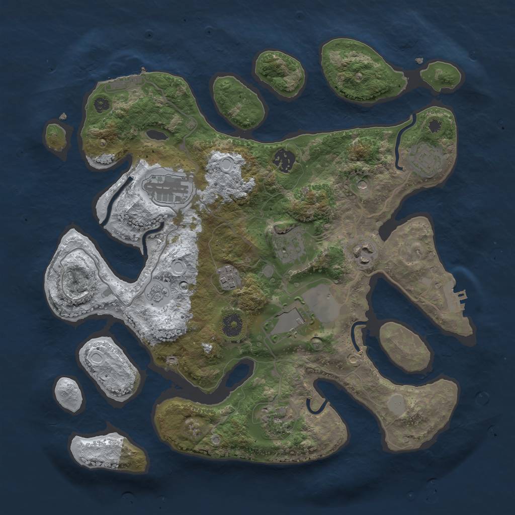 Rust Map: Procedural Map, Size: 3500, Seed: 1602397865, 17 Monuments