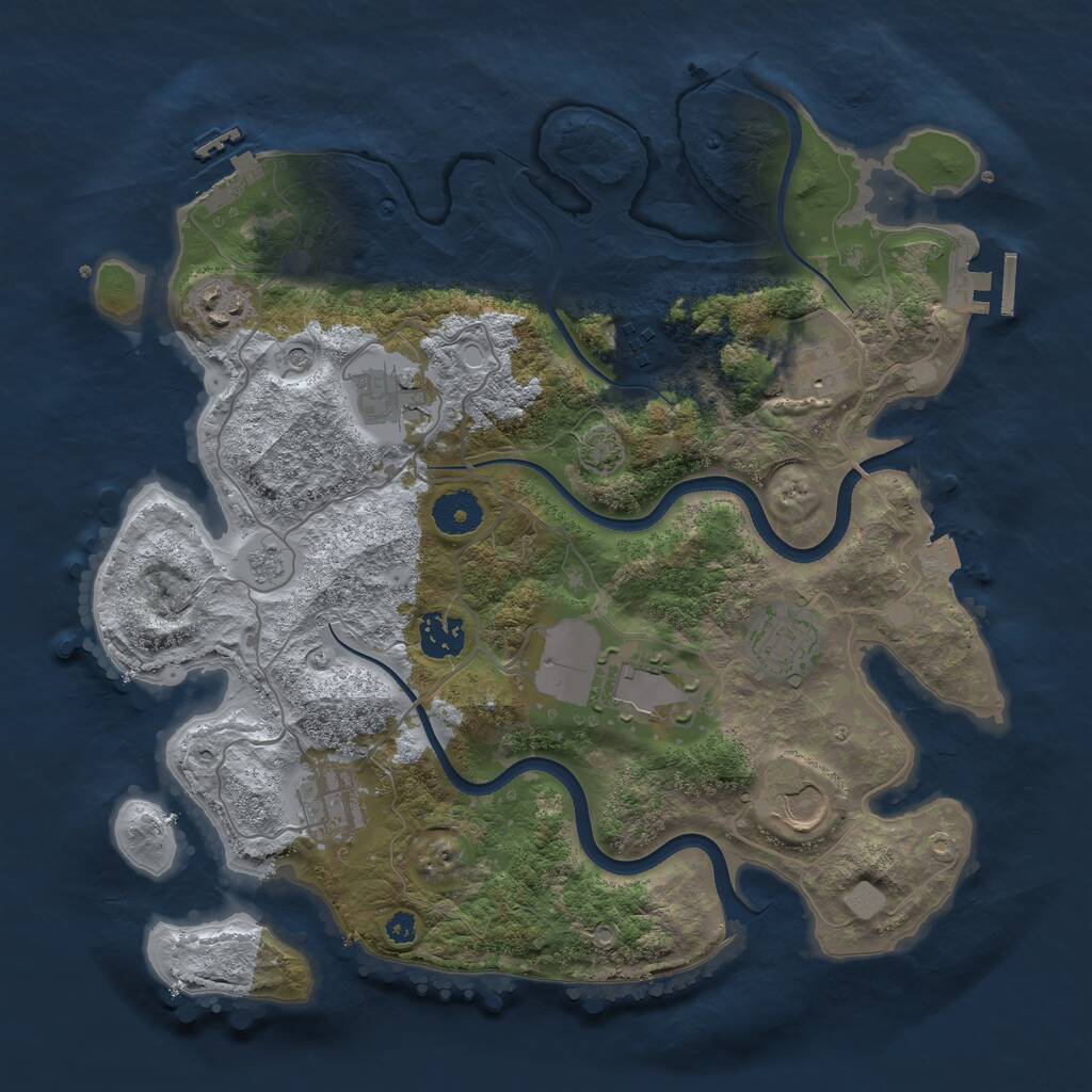 Rust Map: Procedural Map, Size: 3500, Seed: 1602397865, 15 Monuments