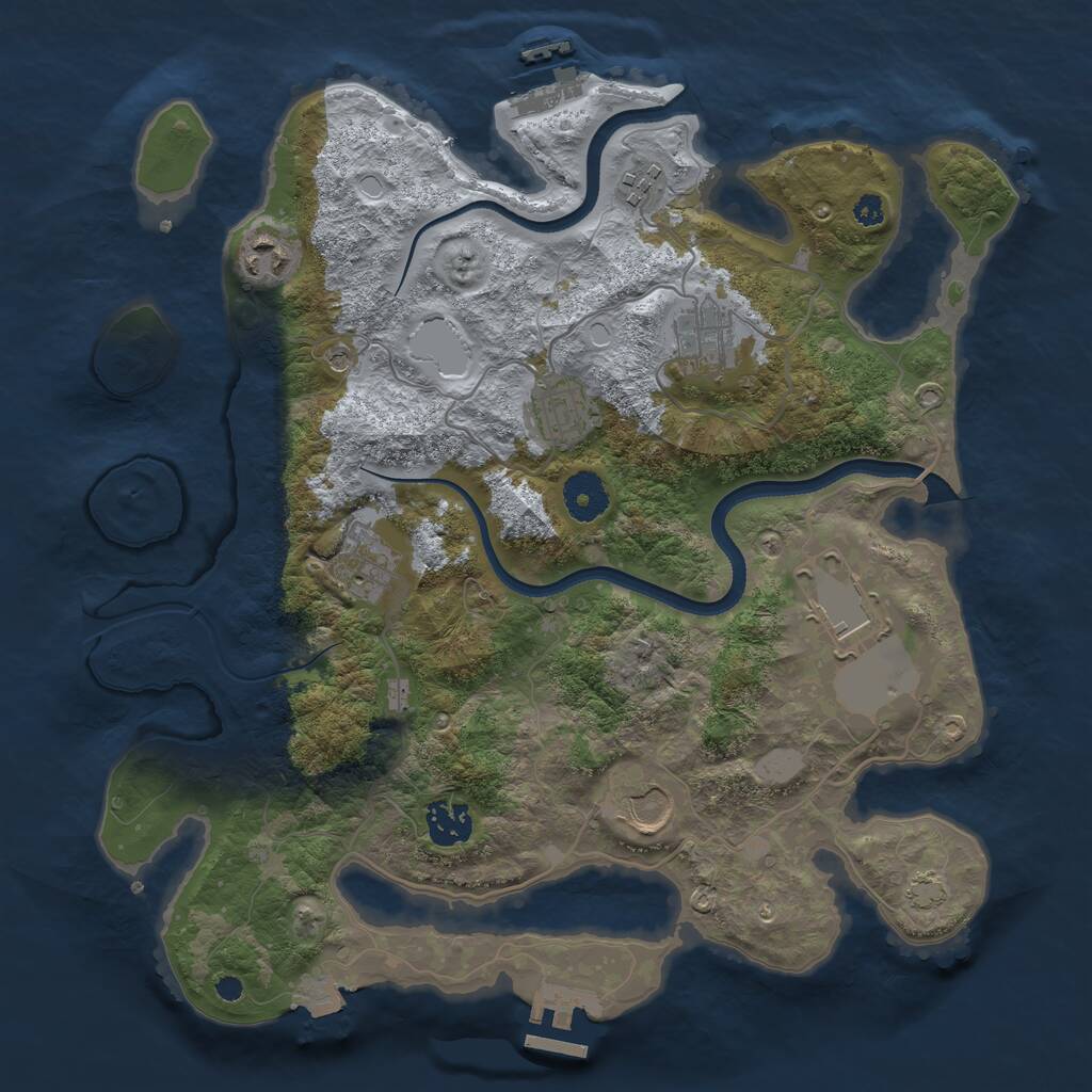 Rust Map: Procedural Map, Size: 3500, Seed: 2041796684, 13 Monuments