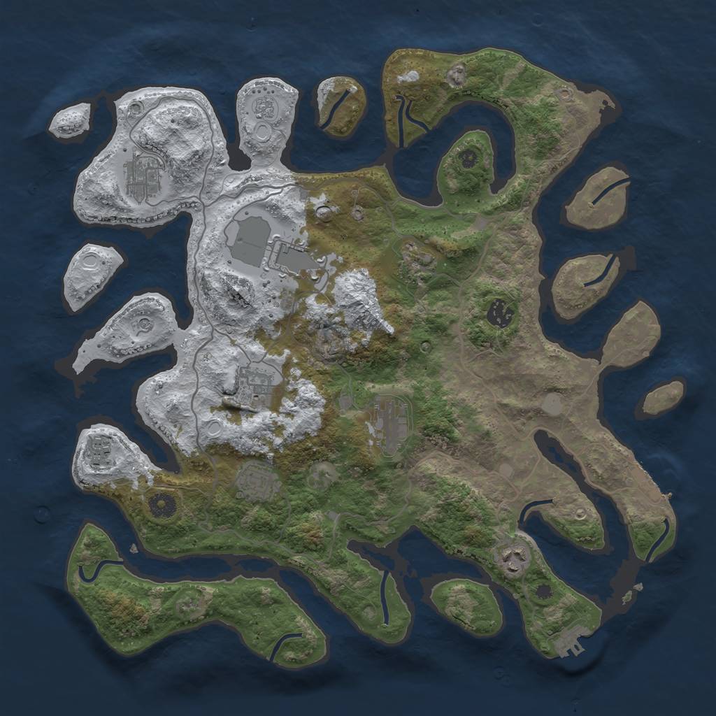 Rust Map: Procedural Map, Size: 4000, Seed: 976707045, 18 Monuments