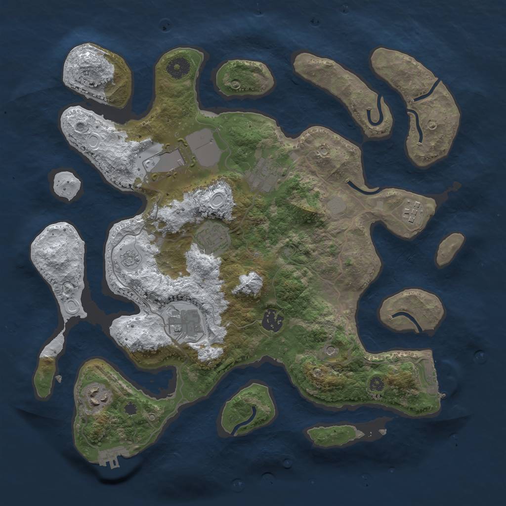 Rust Map: Procedural Map, Size: 3500, Seed: 2102974540, 16 Monuments