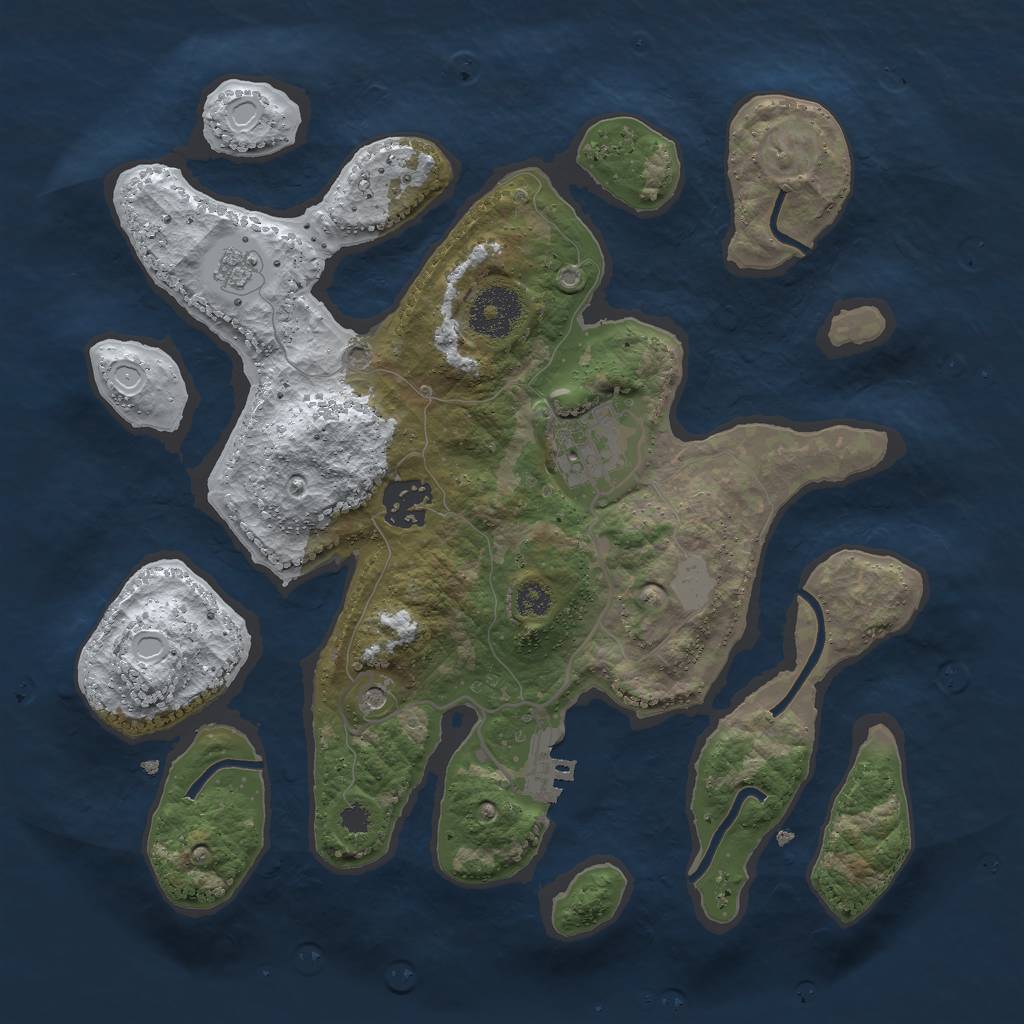 Rust Map: Procedural Map, Size: 3000, Seed: 820021, 10 Monuments