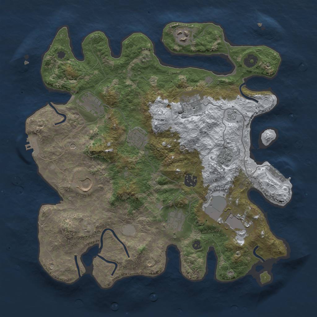 Rust Map: Procedural Map, Size: 3550, Seed: 636789, 18 Monuments