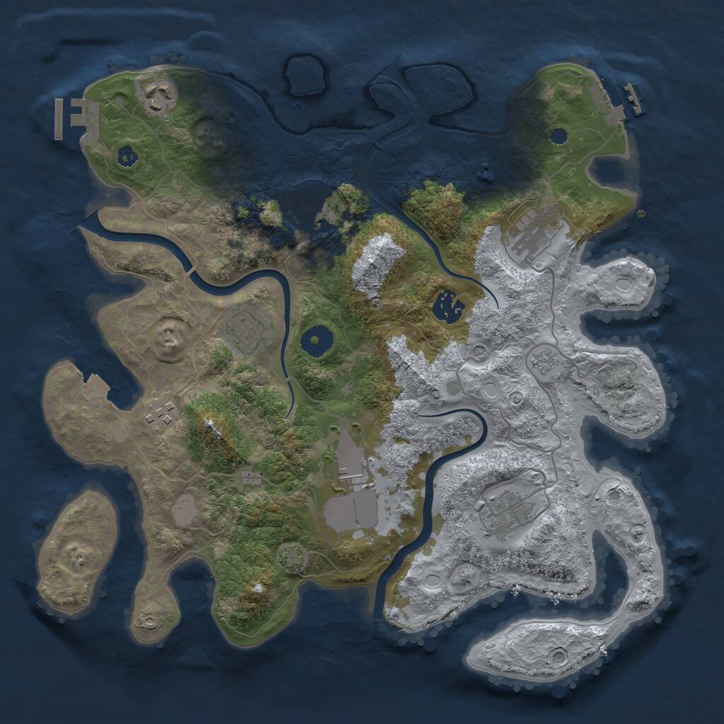 Rust Map: Procedural Map, Size: 3500, Seed: 900293881, 14 Monuments