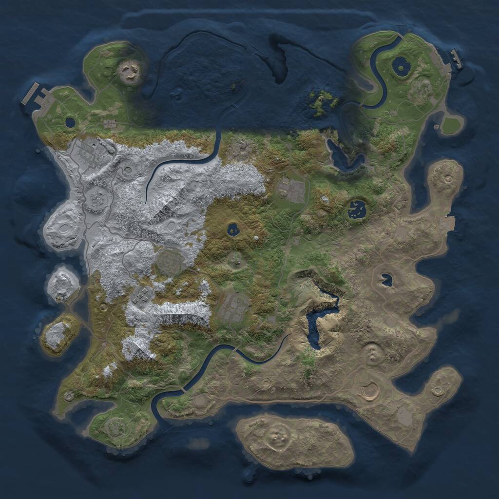 Rust Map: Procedural Map, Size: 4000, Seed: 10323, 14 Monuments