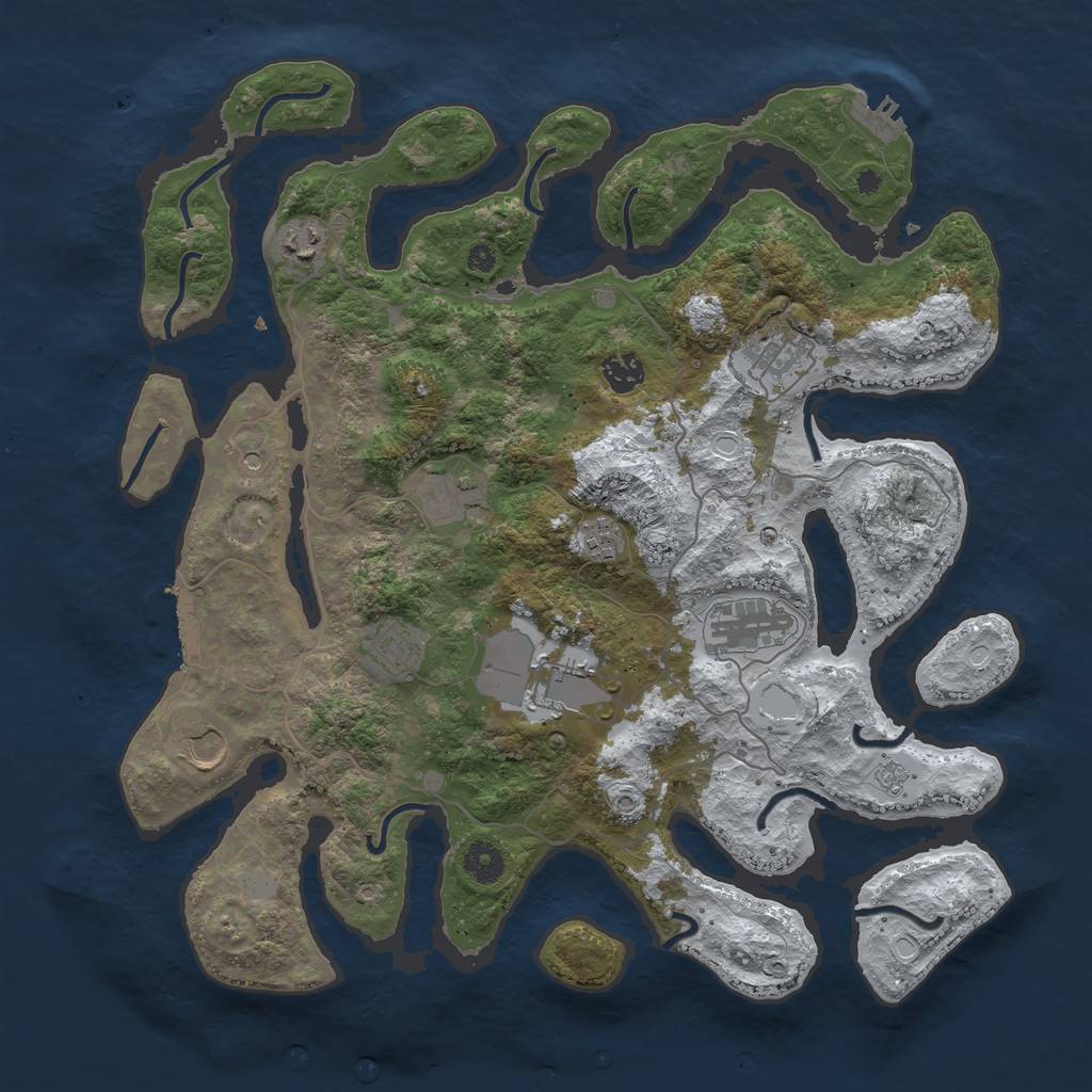Rust Map: Procedural Map, Size: 4000, Seed: 44331229, 18 Monuments