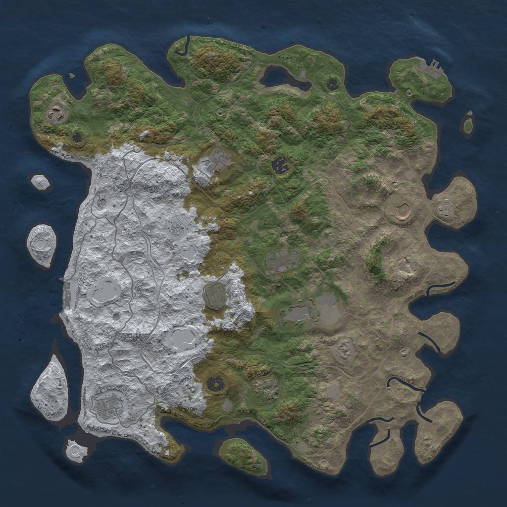 Rust Map: Procedural Map, Size: 4500, Seed: 2083057299, 19 Monuments