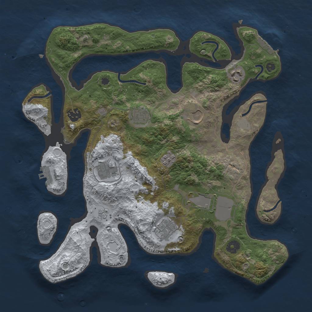 Rust Map: Procedural Map, Size: 3500, Seed: 934729274, 16 Monuments