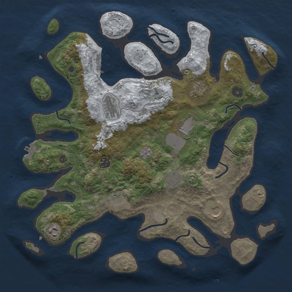 Rust Map: Procedural Map, Size: 3950, Seed: 1051295350, 18 Monuments